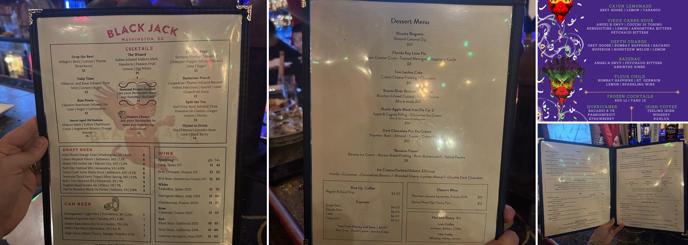Black Jack Menu