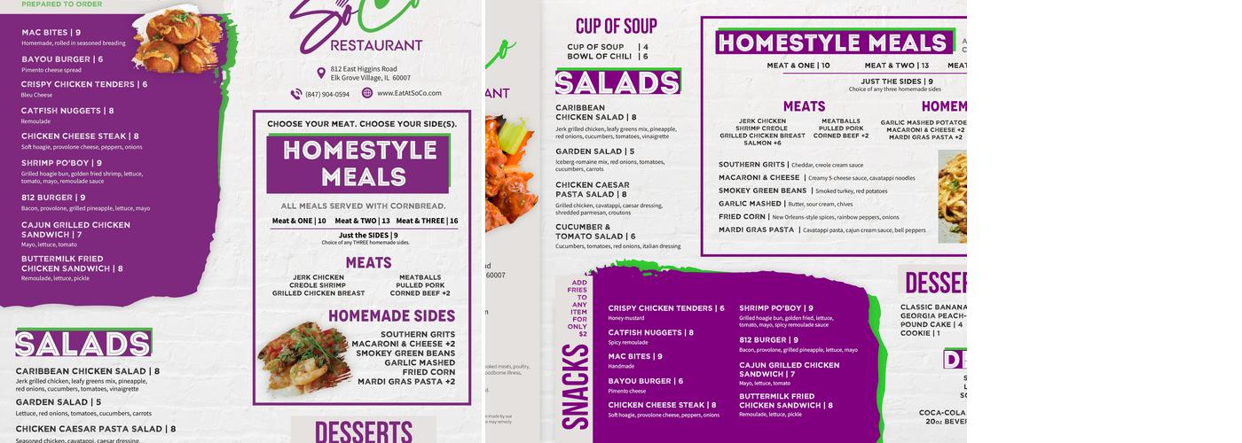 SoCo Restaurant Menu
