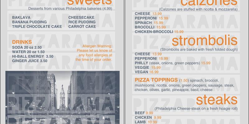 Pizzarama Menu