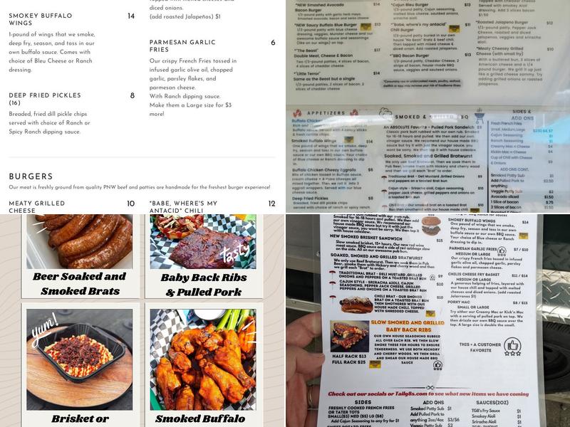 Tailg8s Game Day Grill Menu