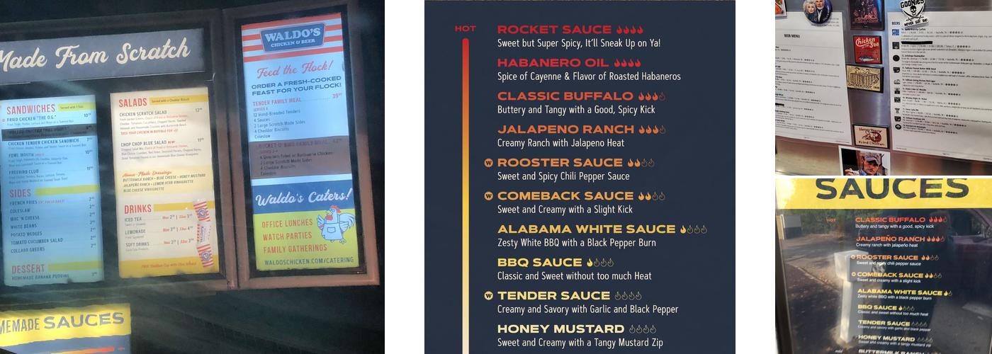 Waldo’s Chicken & Beer Menu