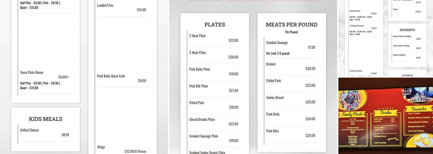 Roegels Barbecue Katy Menu