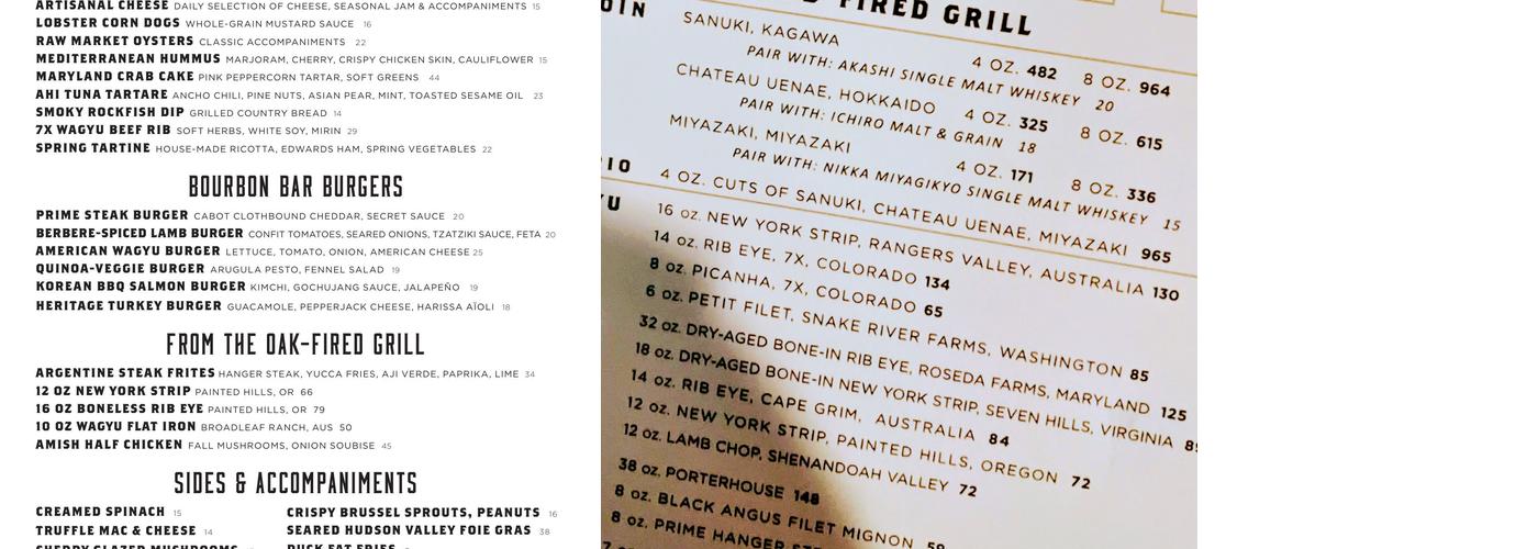 The Lounge at BOURBON STEAK Menu