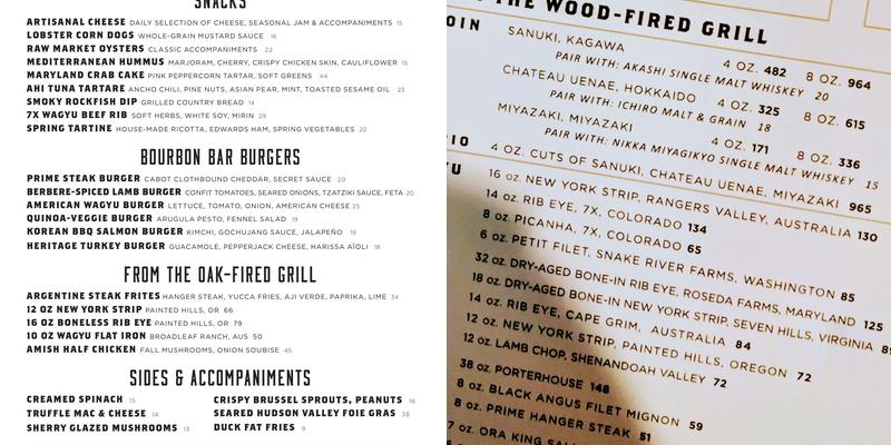 The Lounge at BOURBON STEAK Menu