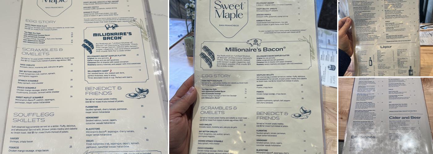 Sweet Maple Menu