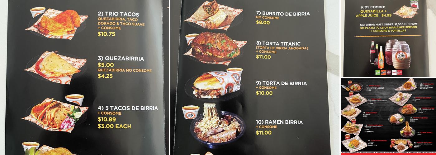 Birrieria Guadalajara Menu