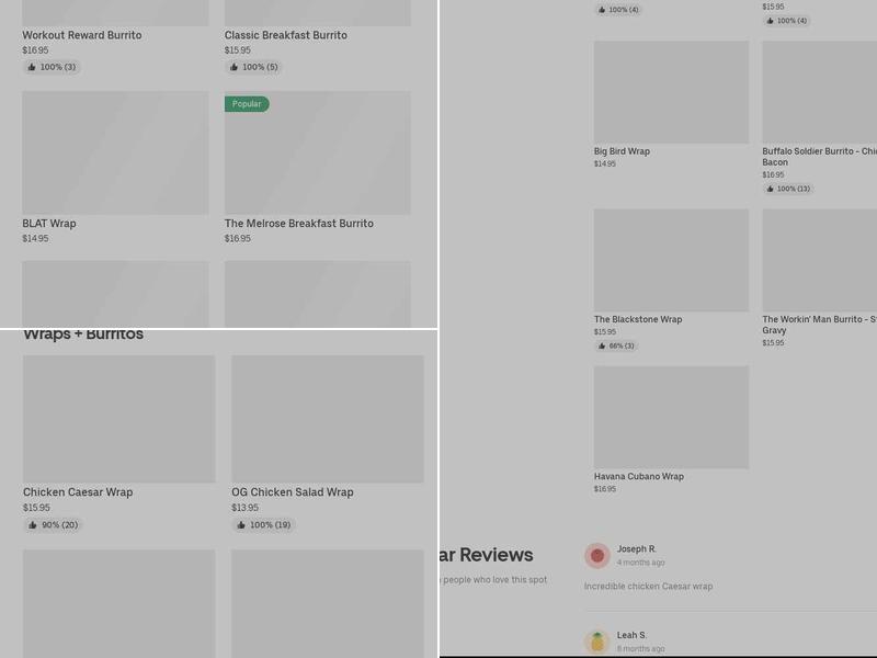 Hollywood Wraps Menu