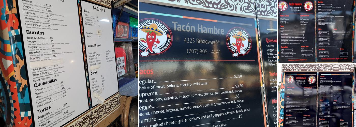 TaconHambre Menu