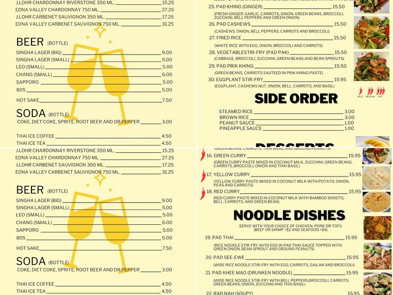 Bee House Thai Cuisine Menu