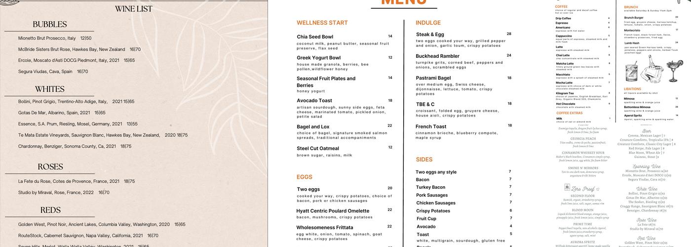 Three Arches Menu