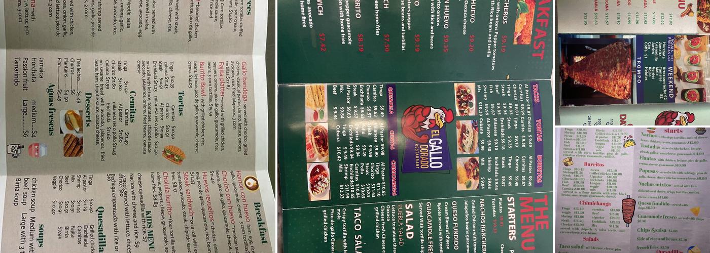 El Gallo Dorado Menu