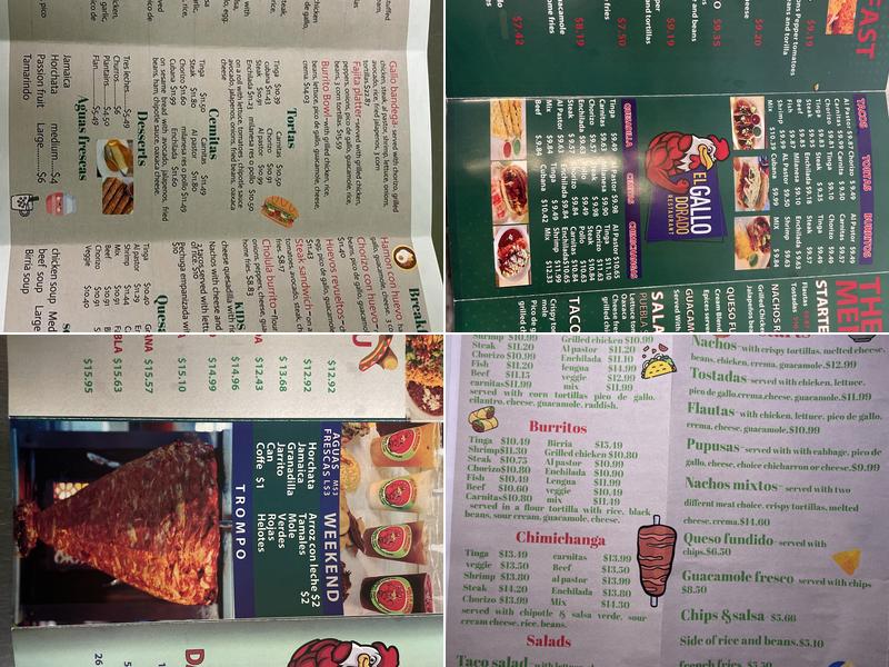 El Gallo Dorado Menu