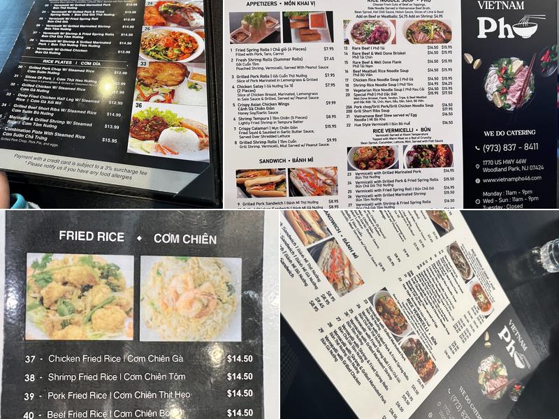 Vietnam Pho Menu