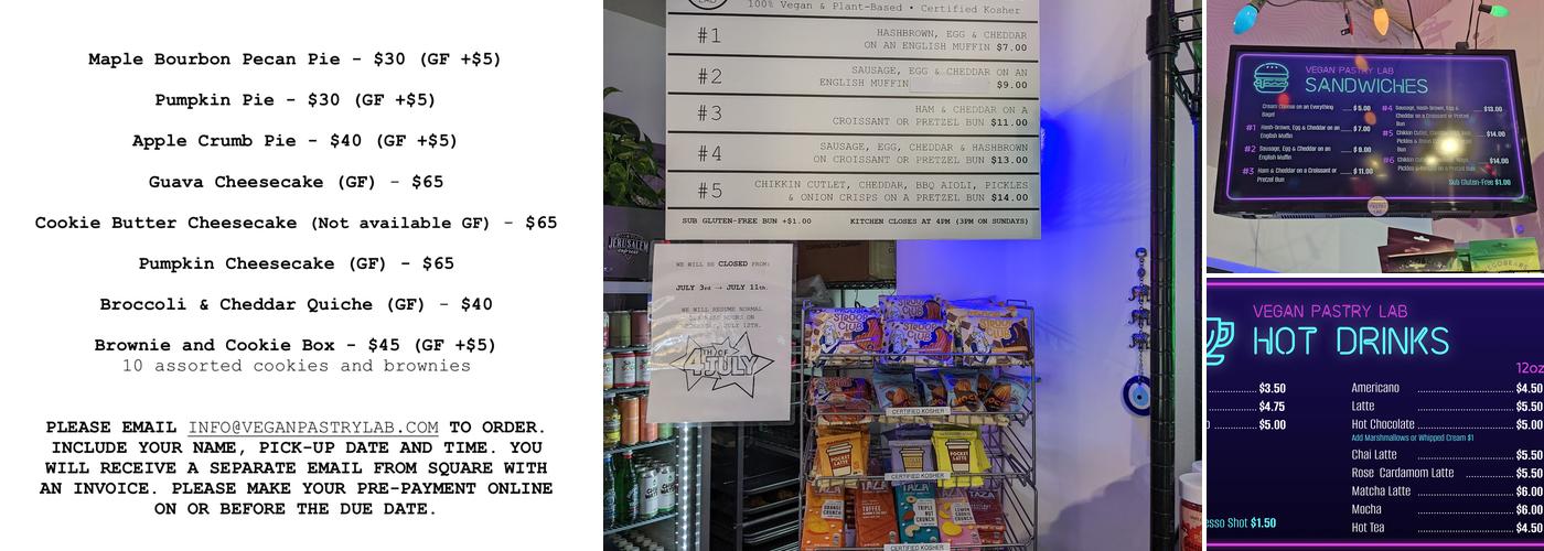 Vegan Pastry Lab Menu