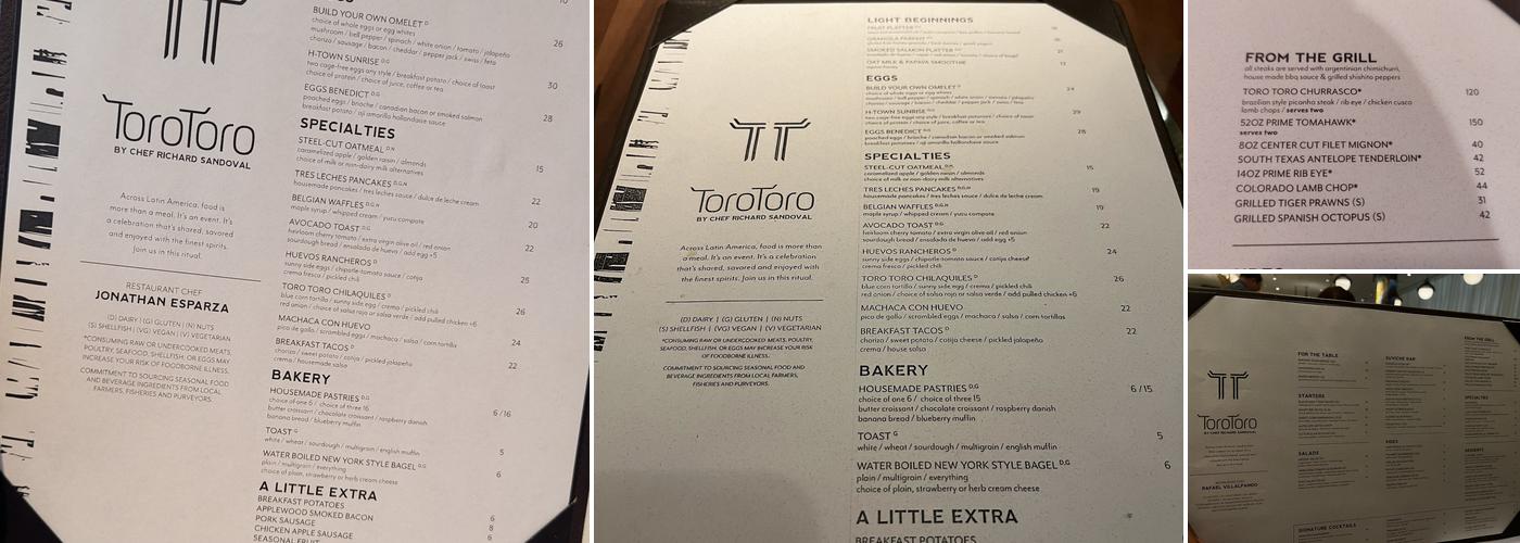 Toro Toro Menu