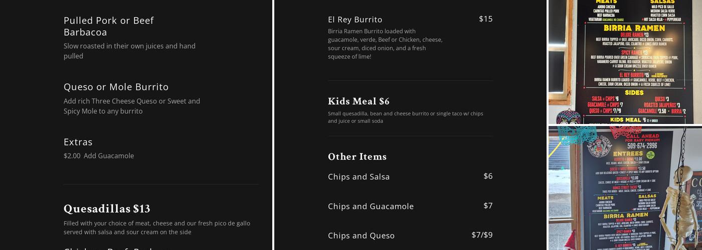 Señor Bones Menu