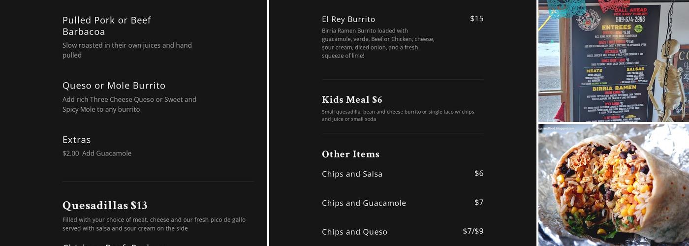 Señor Bones Menu