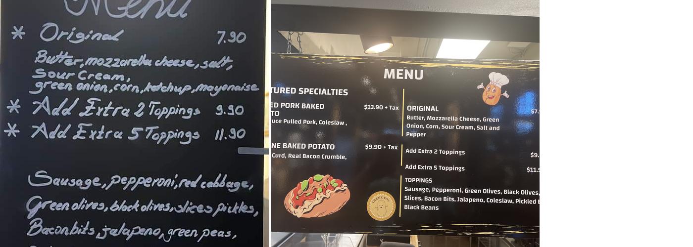 Dal's Potato Bar Menu