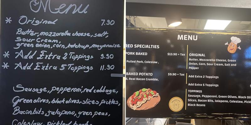 Dal's Potato Bar Menu