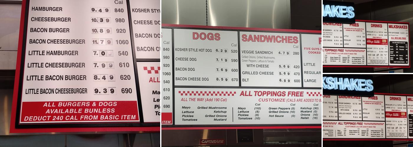Five Guys Menu
