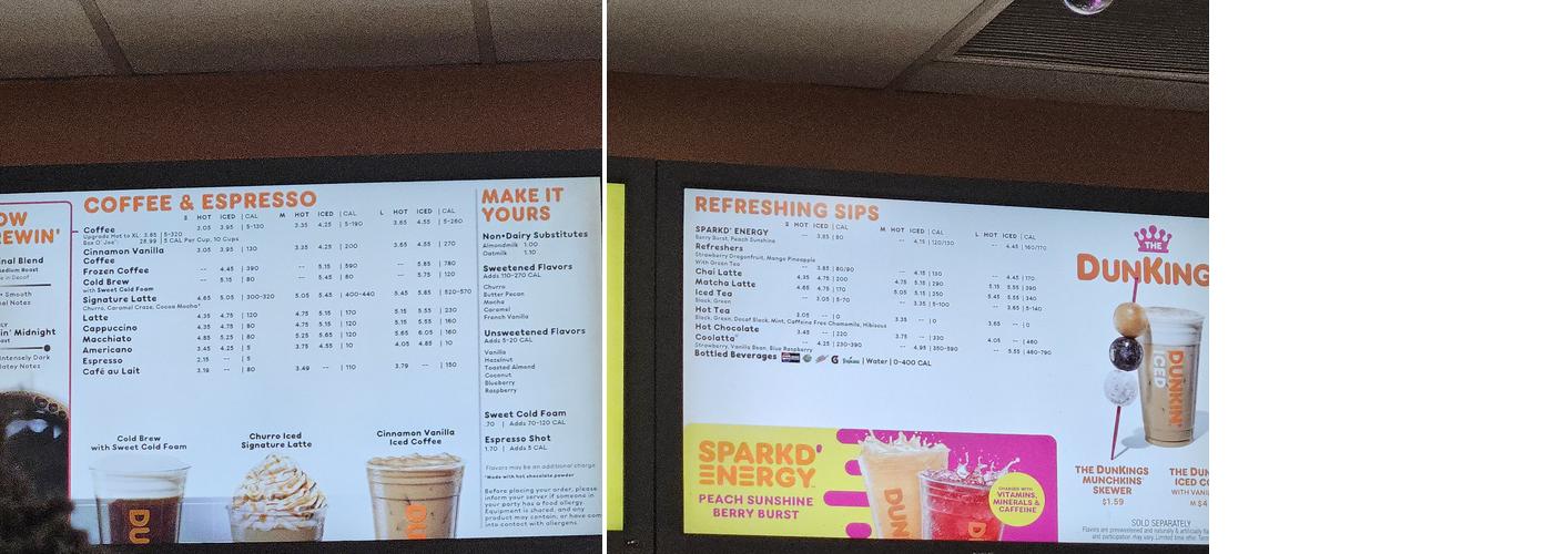 Dunkin' Menu