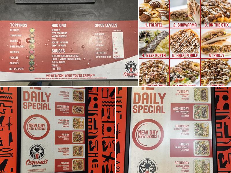 Osmow's Shawarma Menu