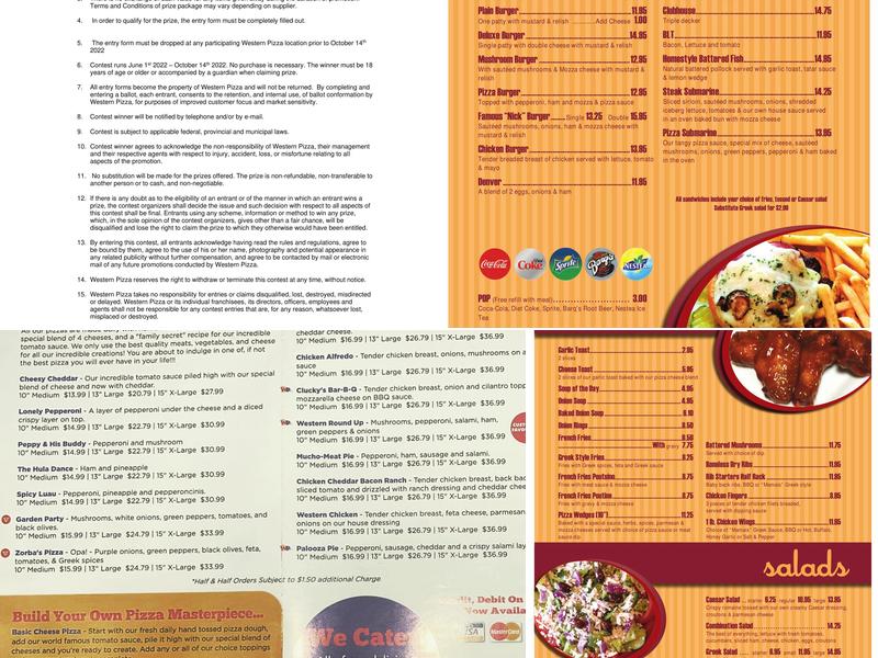 Western Pizza Express Menu