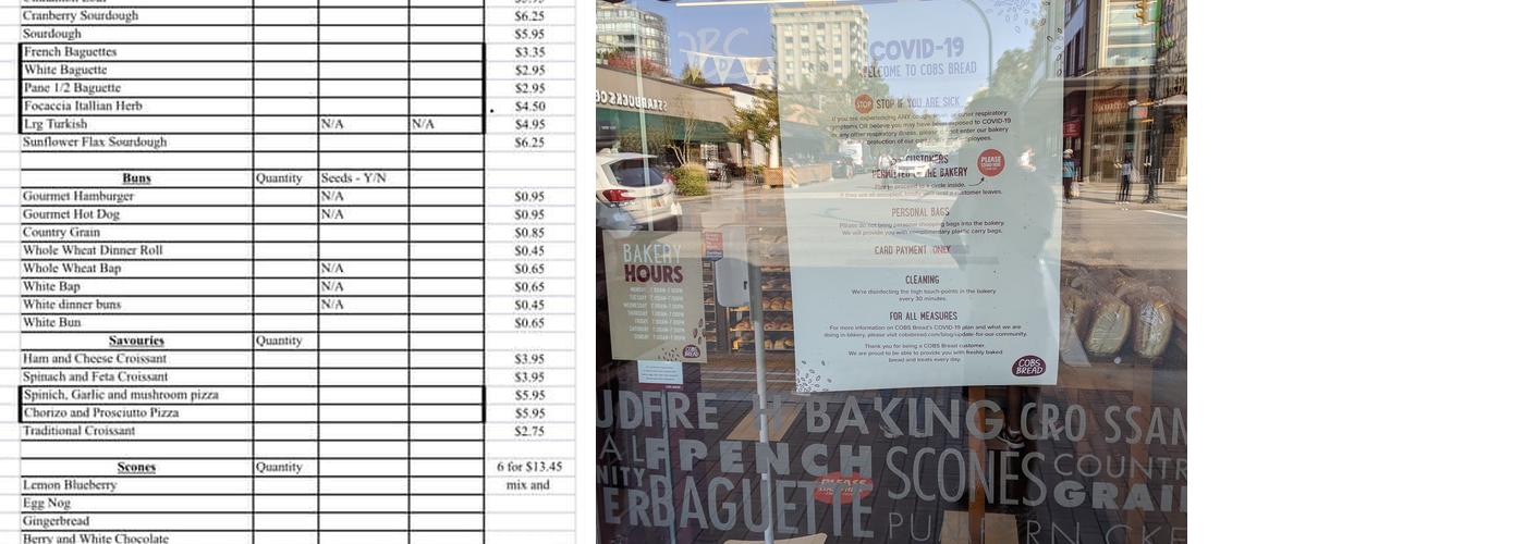 COBS Bread Menu