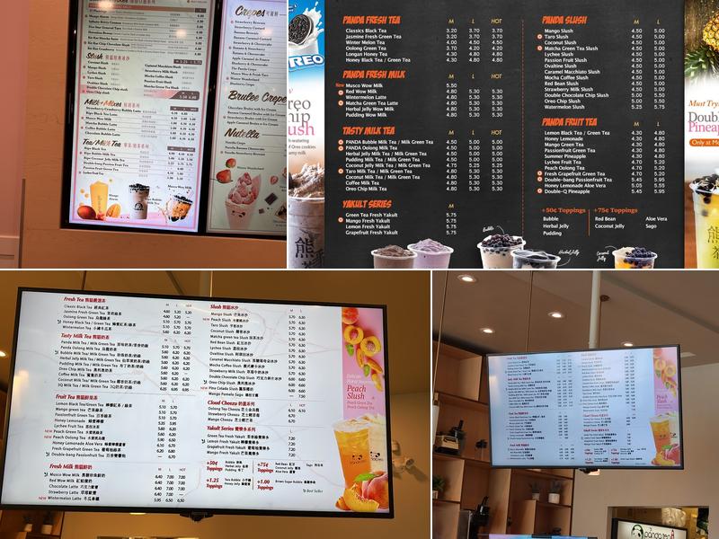 Panda Tea Menu