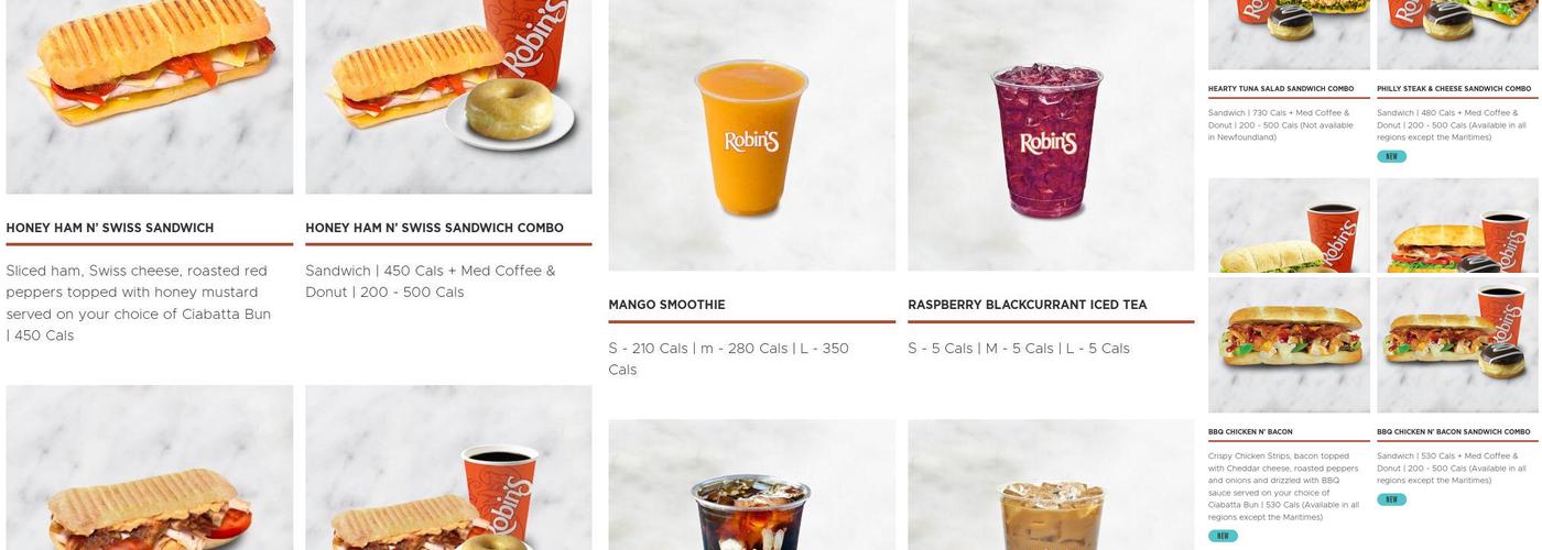Robin's Donuts Menu