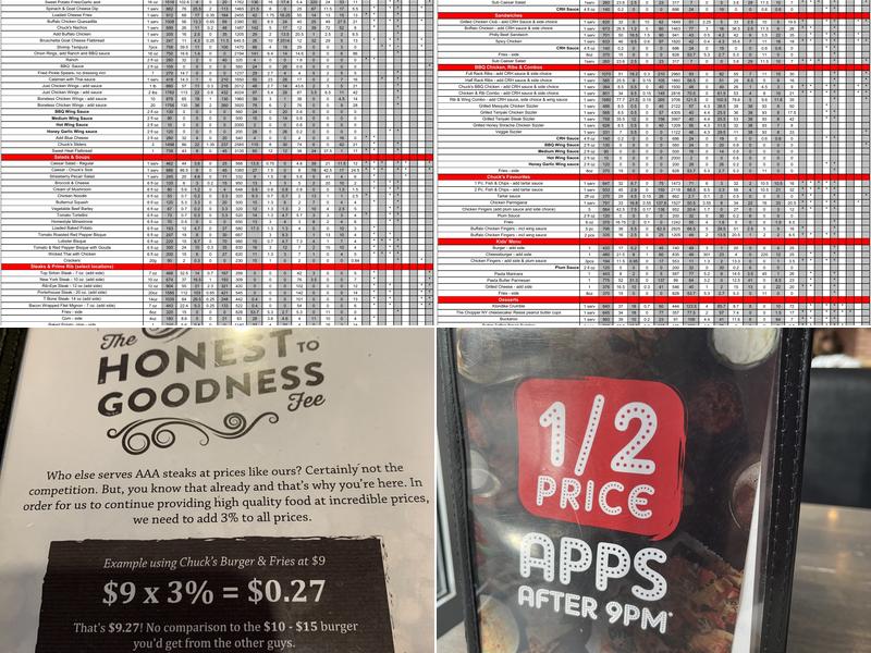 Chuck's Roadhouse Bar & Grill Menu