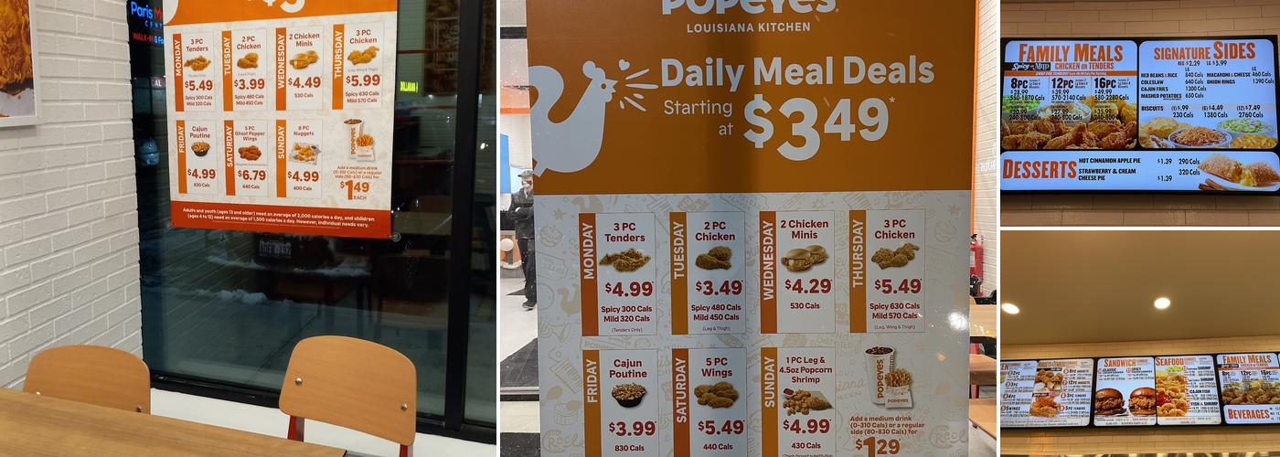 Popeyes Louisiana Kitchen Menu