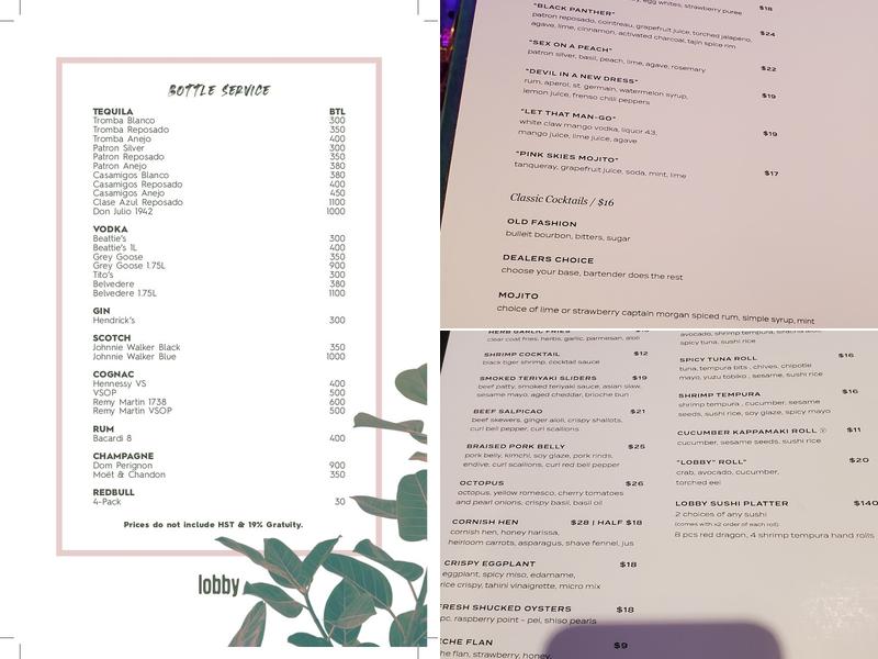 lobby Menu