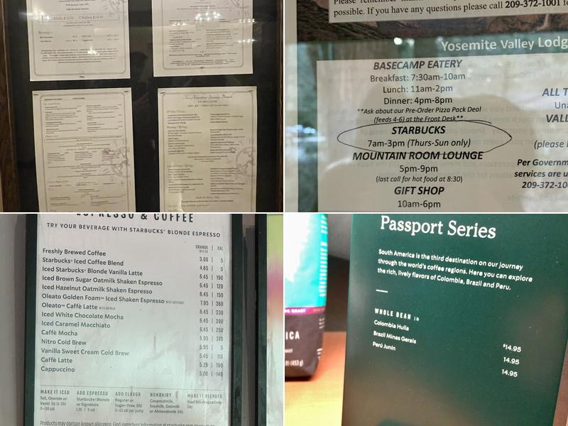 Starbucks Yosemite Menu