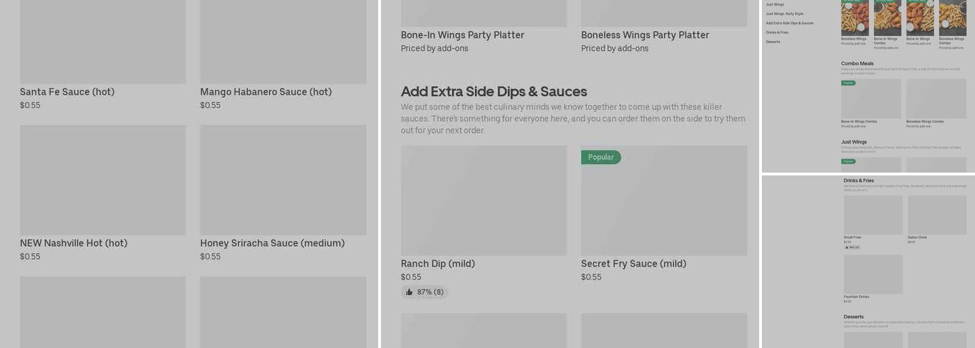 It's Just Wings Menu