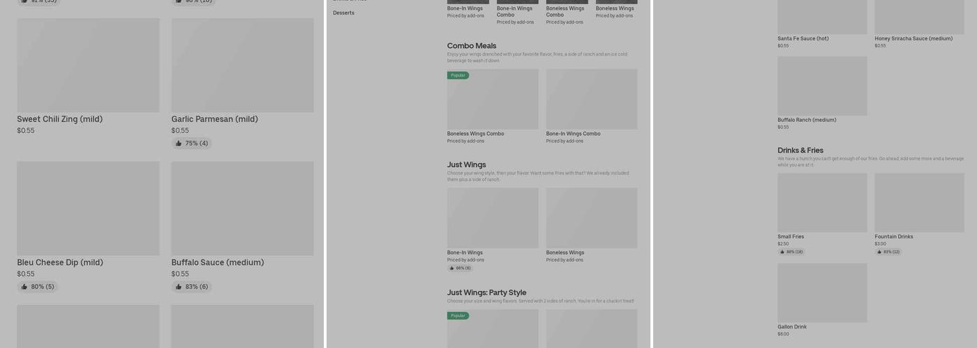 It's Just Wings Menu