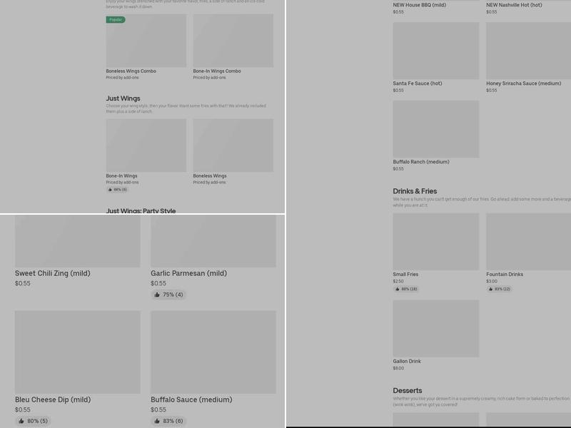 It's Just Wings Menu