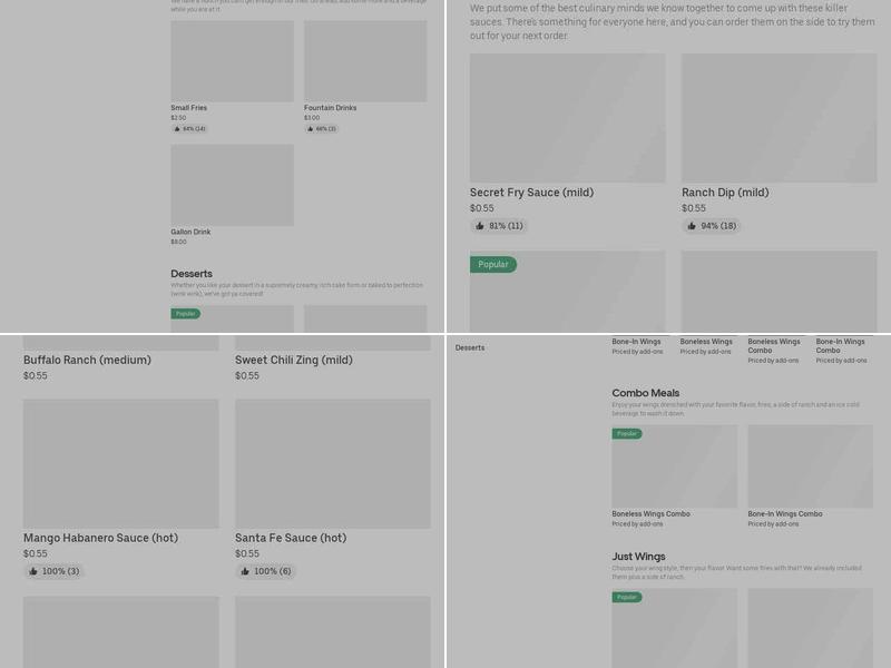 It's Just Wings Menu