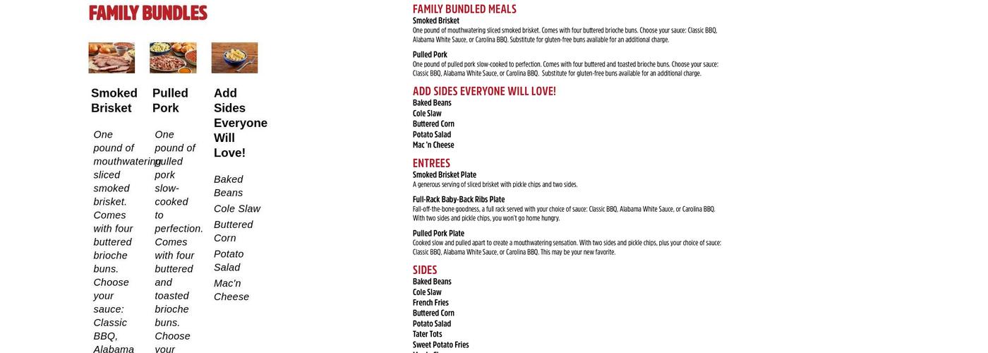 Libby's BBQ Menu
