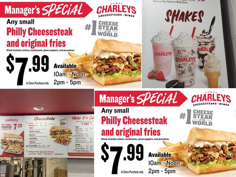 Charleys Philly Steaks Menu