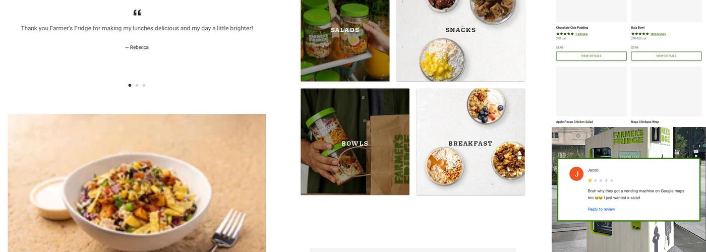 Farmer's Fridge Menu