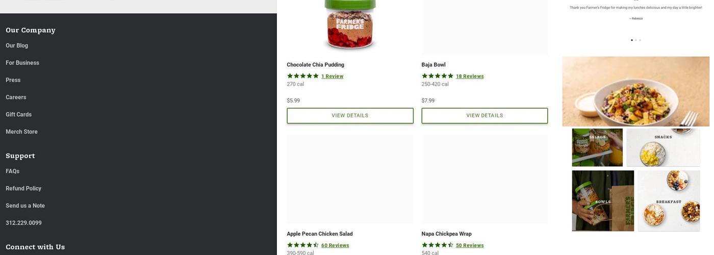 Farmer's Fridge Menu