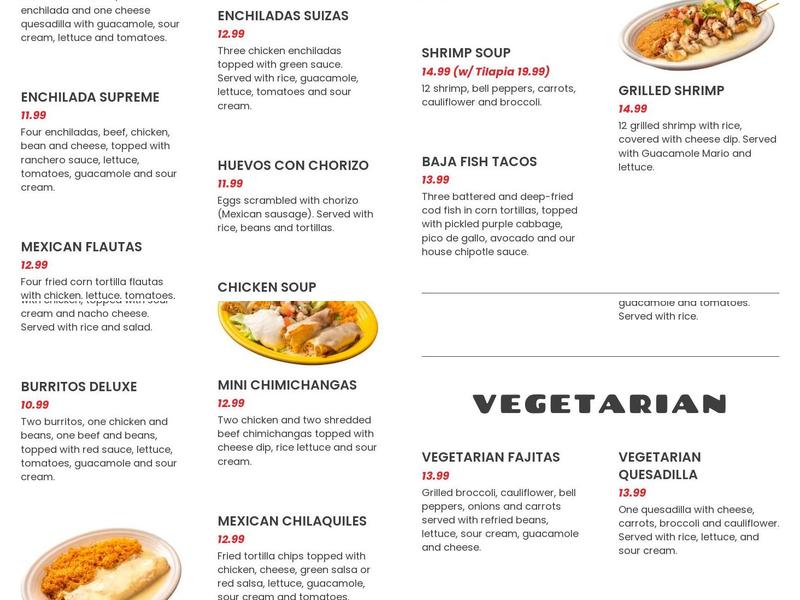 Fiesta Time Amigos Menu