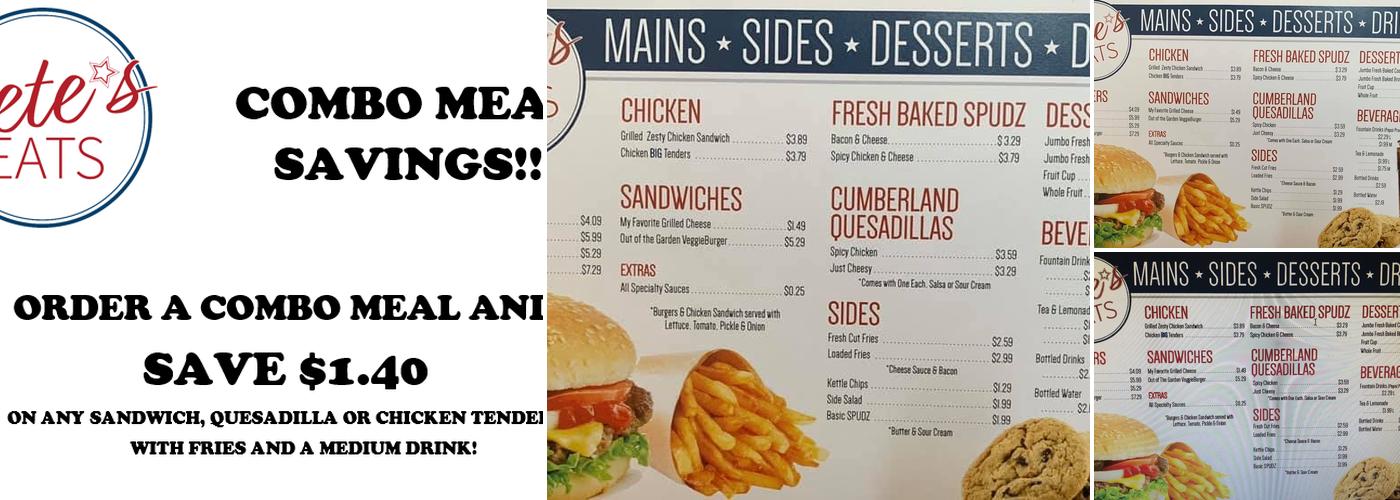 Pete's Eats Menu