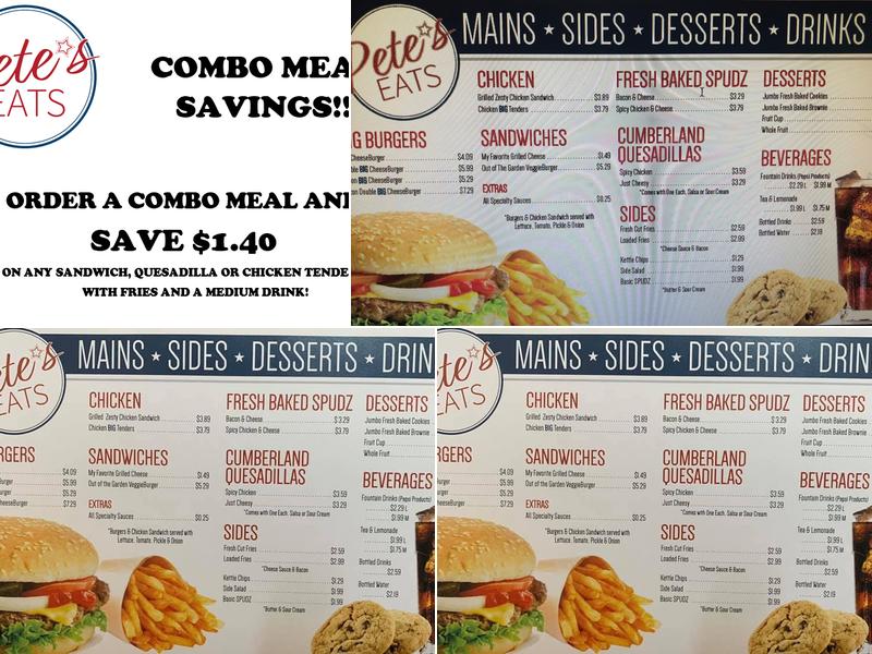 Pete's Eats Menu