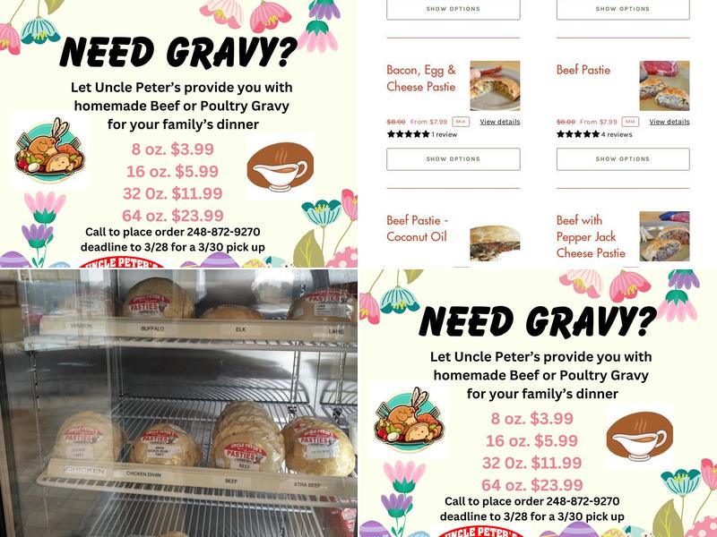 Uncle Peter's Pasties Menu