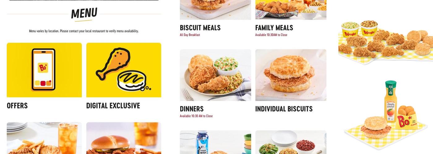 Bojangles Menu