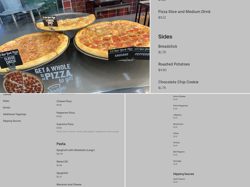 Sbarro Menu