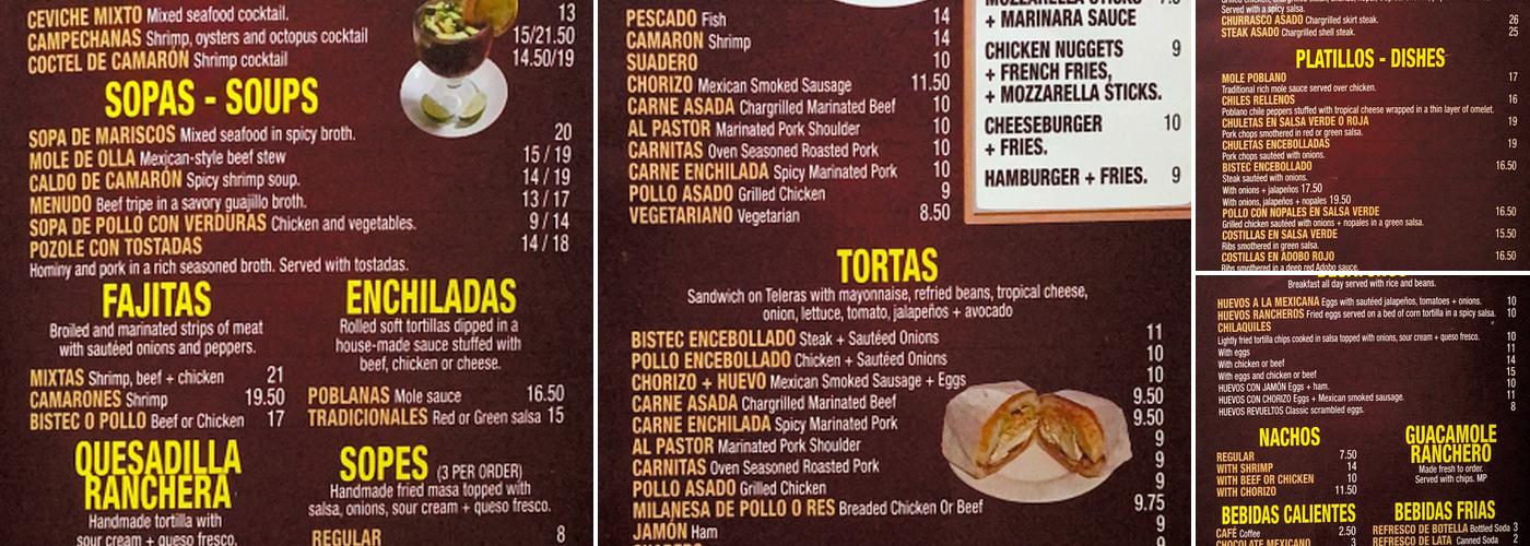 La Cabaña Menu