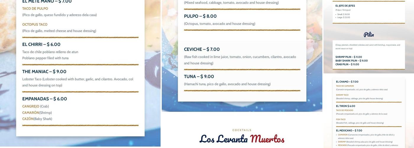 The King of Fish Menu